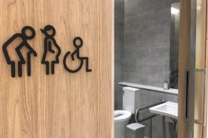 UNIVERSAL WASHROOMS WITH ILLUMINATED BUTTONS